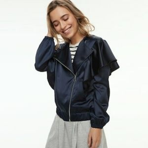 FinalSale* Stunning Navy Satin ruffel Jacket